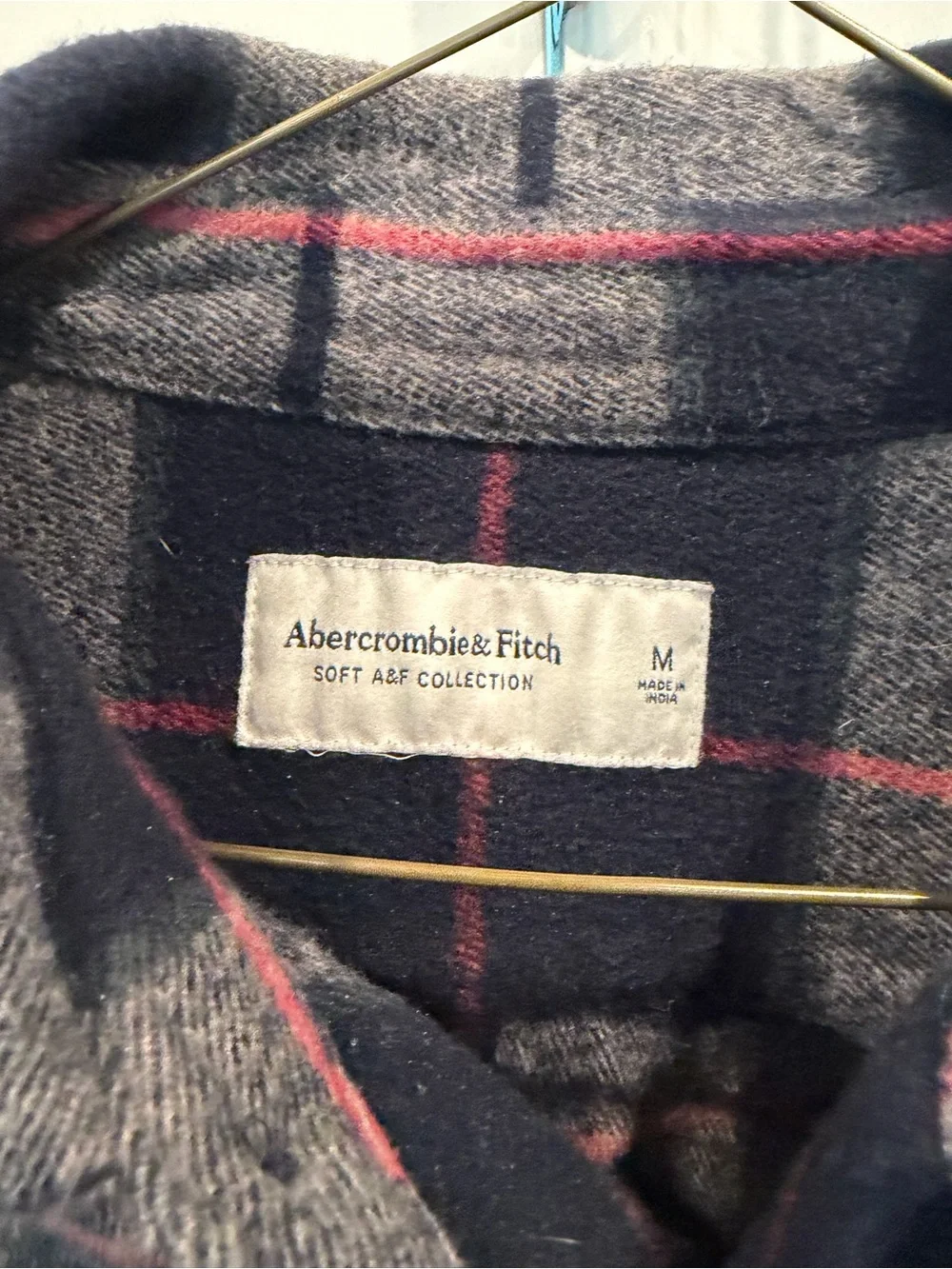 Men's Plaid Button-Up Jacket Shirt - Navy & Cream